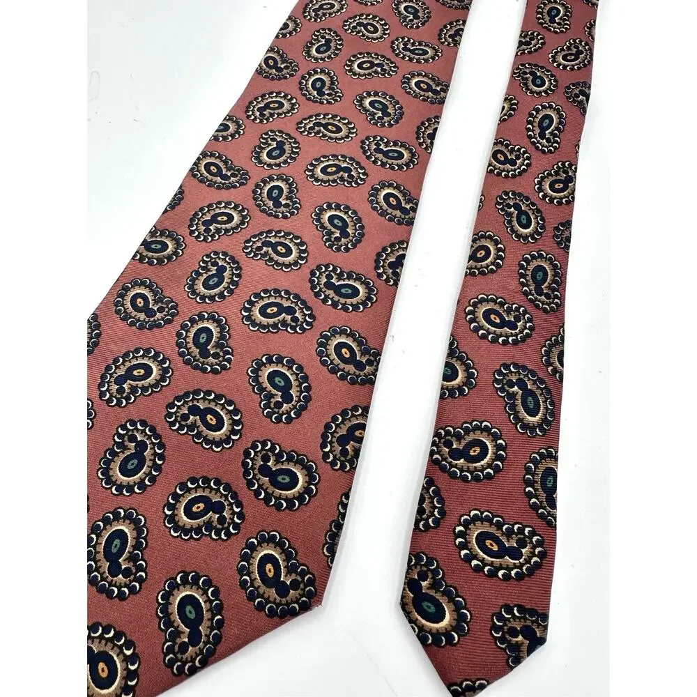 Vintage Liberty Of London Rust Brown Bubble Paisley Tie - 100% Silk USA